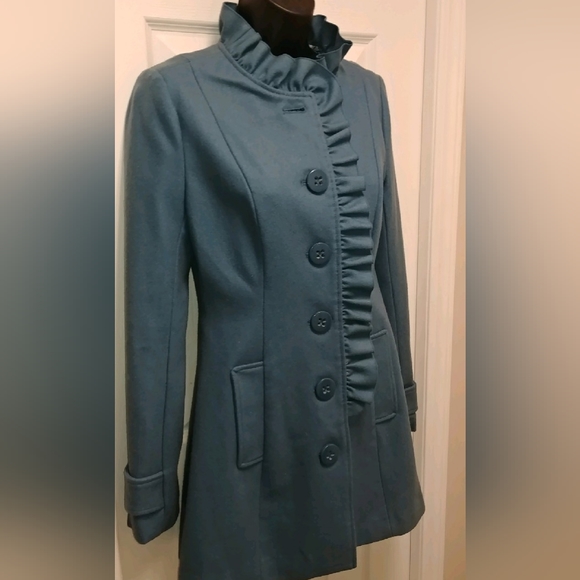 Tulle robin egg blue wool coat - Picture 4 of 11